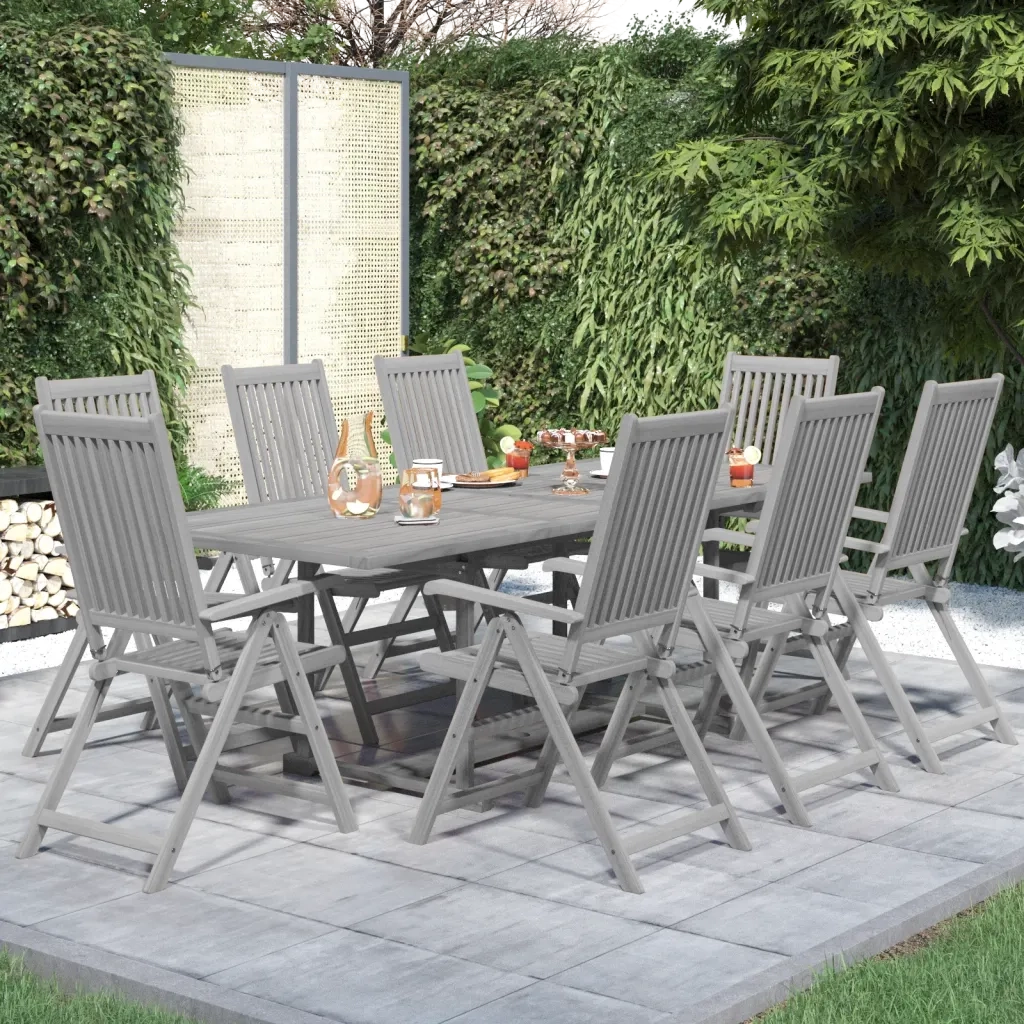 Set da Pranzo per Giardino 9 pz in Legno Massello di Acacia cod mxl 39494