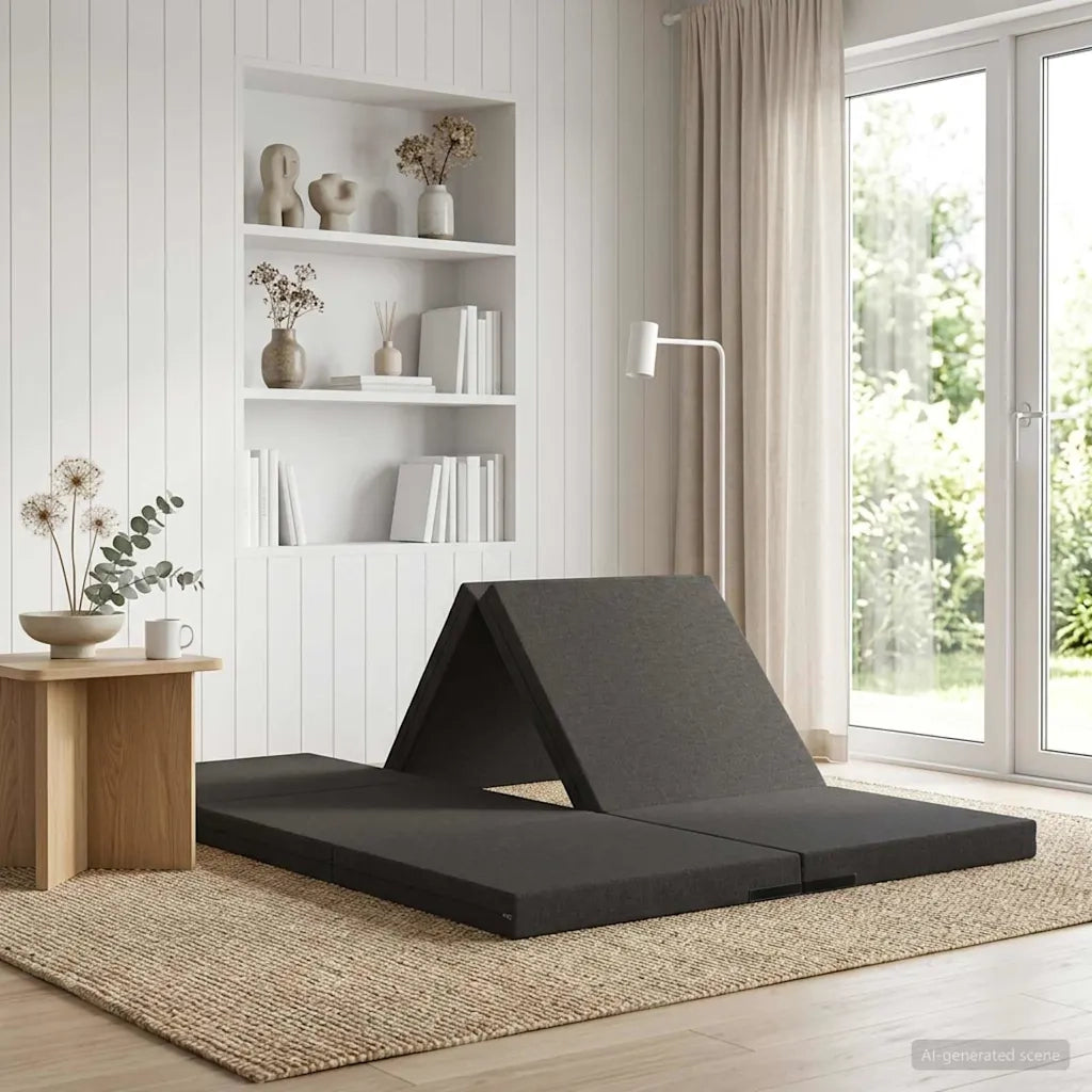 Divano Letto Pieghevole 140 x 67 x 45 cm Grigio Scuro