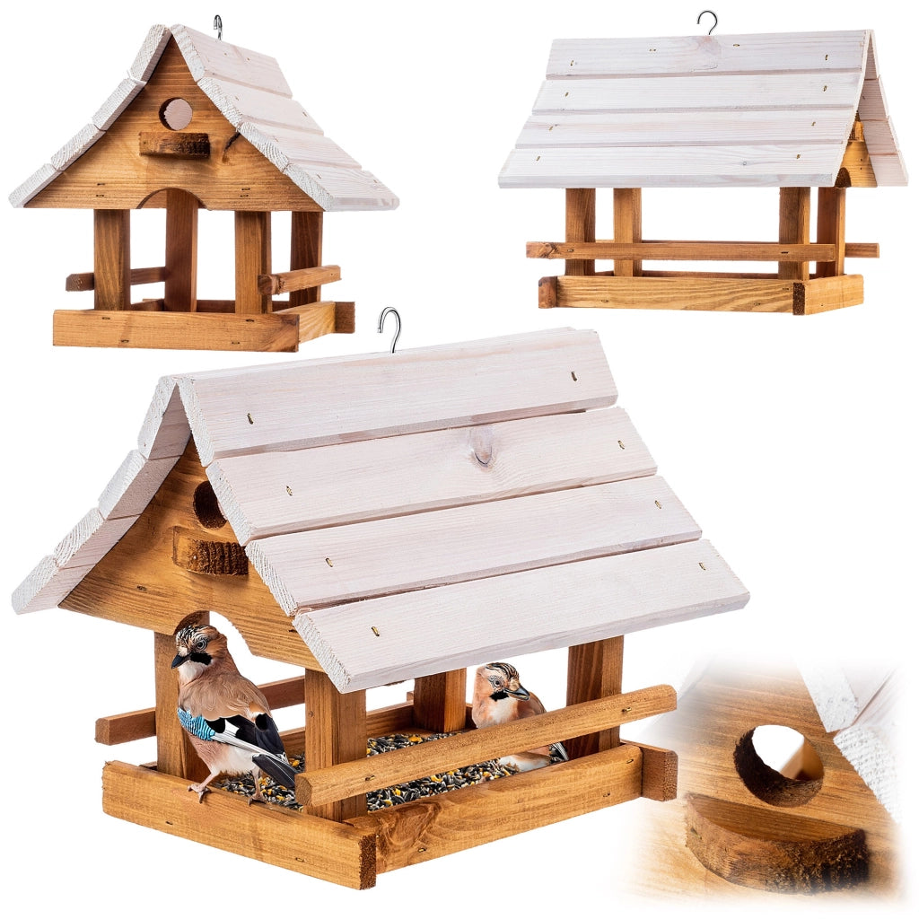 KADAX Grande mangiatoia per uccelli in legno da appendere, decorazione da giardino.