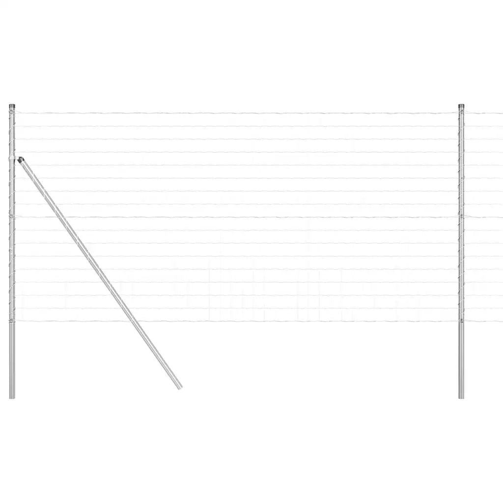 Recinzione con pali. Argento 1 x 10 m Acciaio