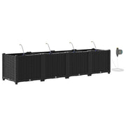 Set di 4 fioriere da giardino moderne 160 x 40 x 37,5 cm in acciaio nero 02_0058545