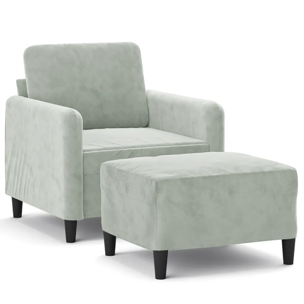 Poltrona con Poggiapiedi Grigio Chiaro 60 cm in Vellutocod mxl 96787