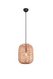 Lampada a sospensione, metallo, nero e corda, D 35 cm, Runa