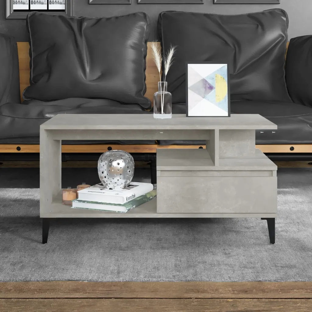 Tavolino Salotto Grigio Cemento 90x49x45 cm Legno Multistrato 819624
