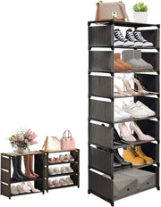 Scaffale per scarpe in tessuto - spaziale e nero - 42 x 26 x 124 cm