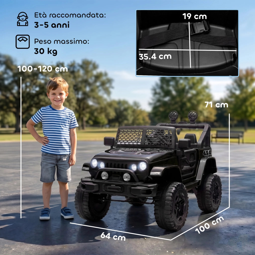 Macchina Elettrica per Bambini 3-6 Anni con Telecomando ¨C Zephmum ¨C Nero 100x64.2x71 cm