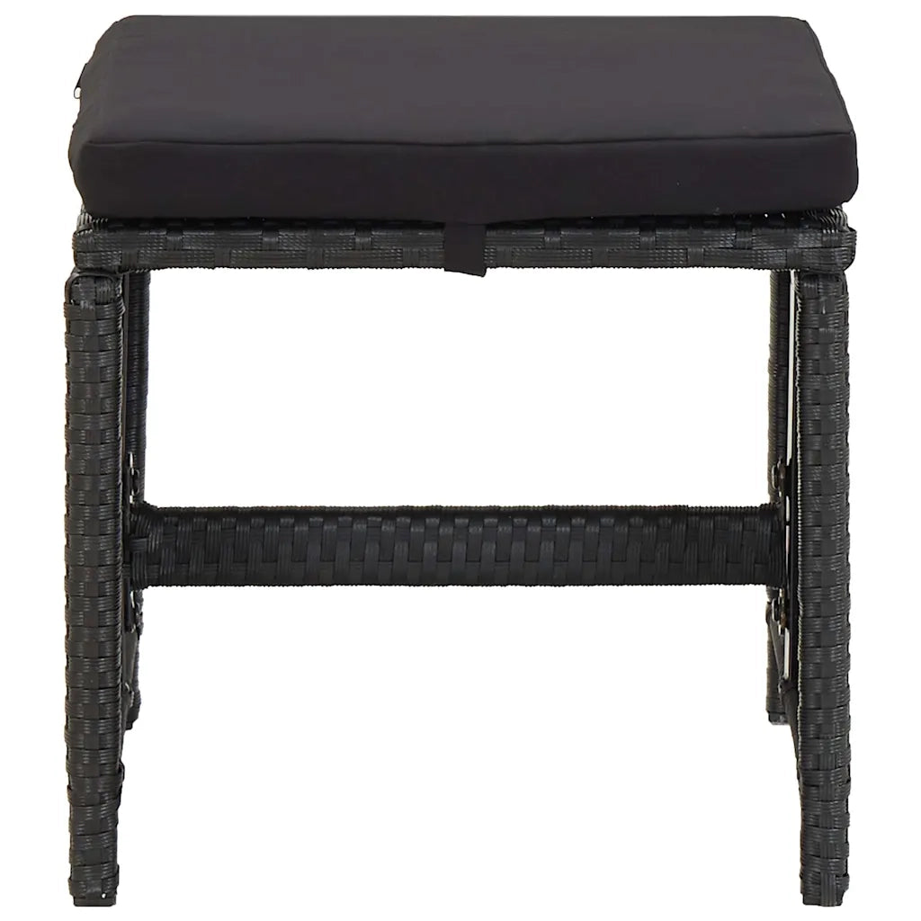 Sgabelli da Giardino 2 pz con Cuscini in Polyrattan Nero cod mxl 71235