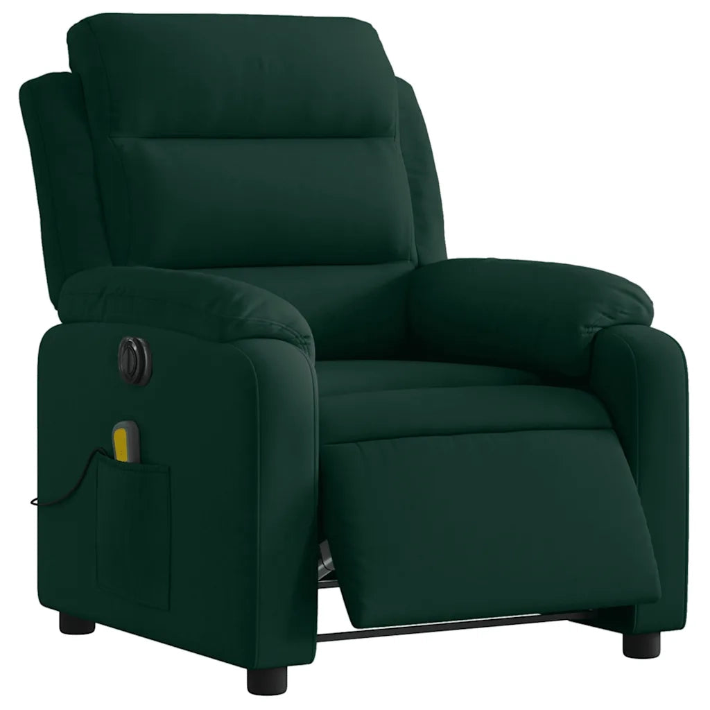 Divano Sedia-Poltrona Massaggiante Reclinabile Elettrica Verde Scuro Velluto 554033