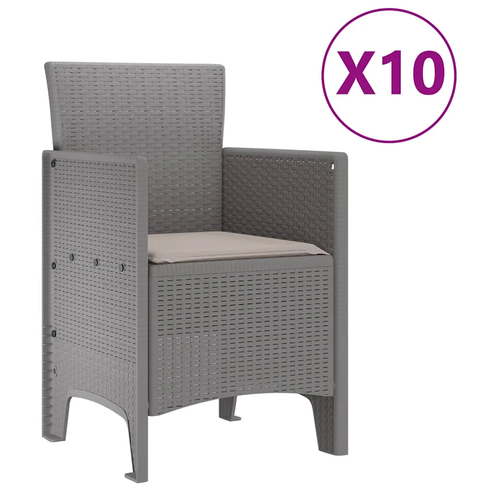 Set da Pranzo per Giardino 11 pcs Grigio chiaro Poly Rattan