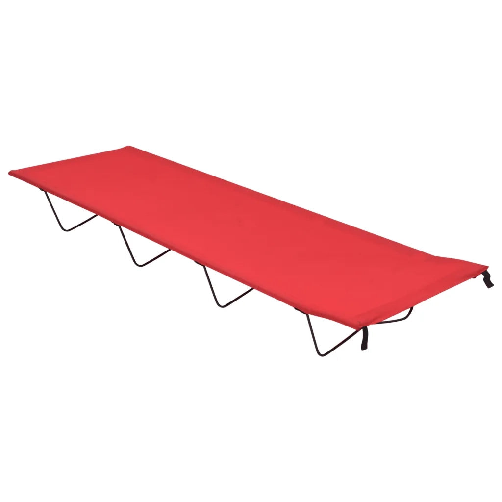 Letto da Campeggio 180x60x19 cm Tessuto Oxford e Acciaio Rosso