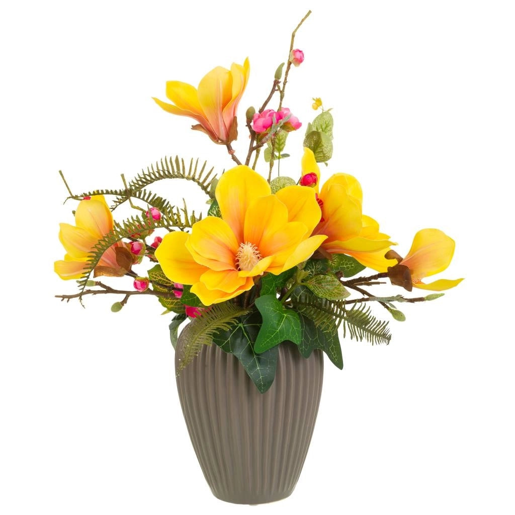 Vaso in ceramica con bouquet di fiori 43x24x44h