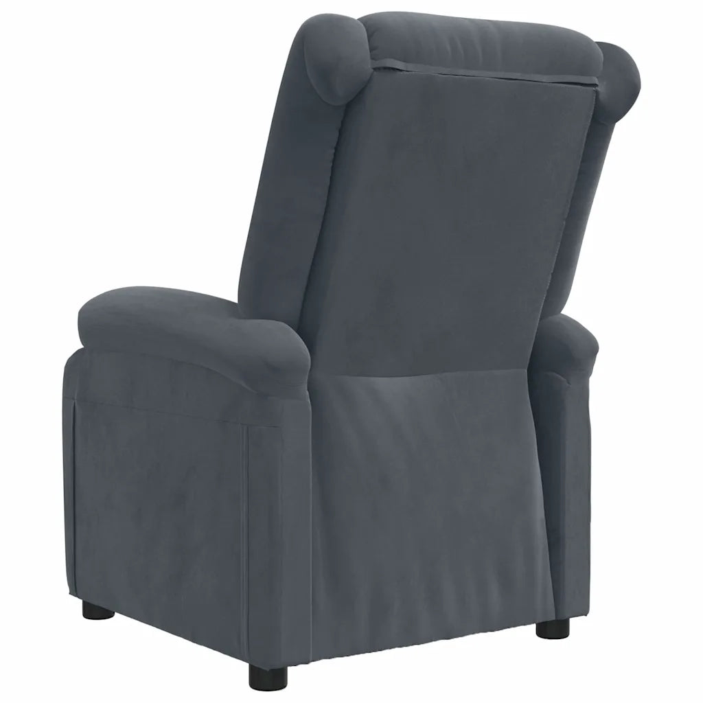 Divano Sedia-Poltrona Reclinabile Grigio Scuro in Velluto 100726
