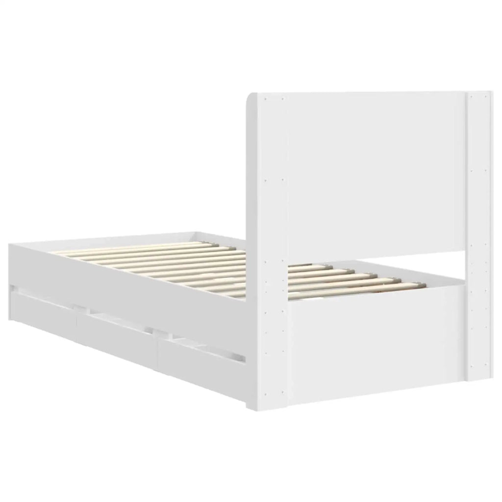 Struttura del letto con stoccaggio e testata Bianco 90 x 200 cm 3413977
