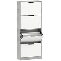 Scarpiera Salvaspazio Moderna 62,5x26x156 cm a 4 Ante per 16 Paia di Scarpe Grigio Cemento