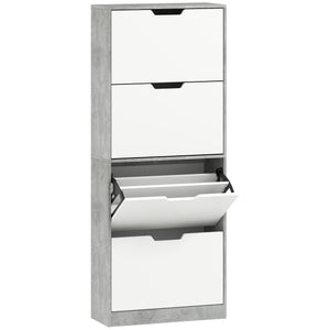 Scarpiera Salvaspazio Moderna 62,5x26x156 cm a 4 Ante per 16 Paia di Scarpe Grigio Cemento