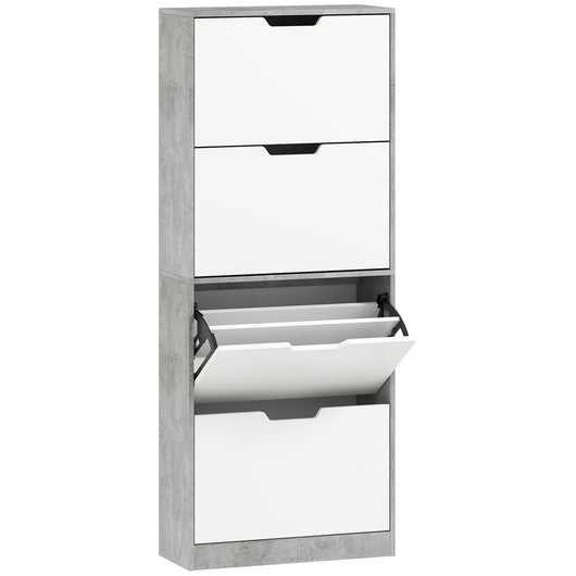 Scarpiera Salvaspazio Moderna 62,5x26x156 cm a 4 Ante per 16 Paia di Scarpe Grigio Cemento