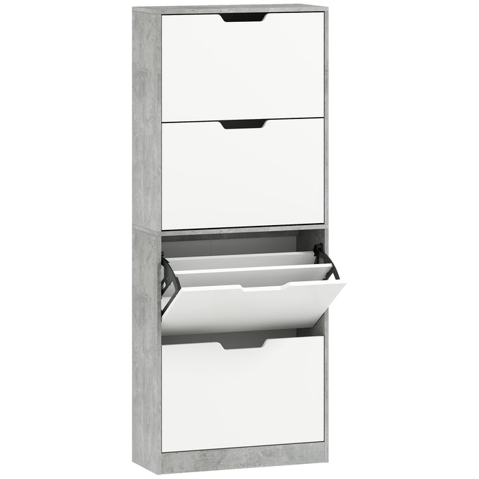 Scarpiera Salvaspazio Moderna 62,5x26x156 cm a 4 Ante per 16 Paia di Scarpe Grigio Cemento