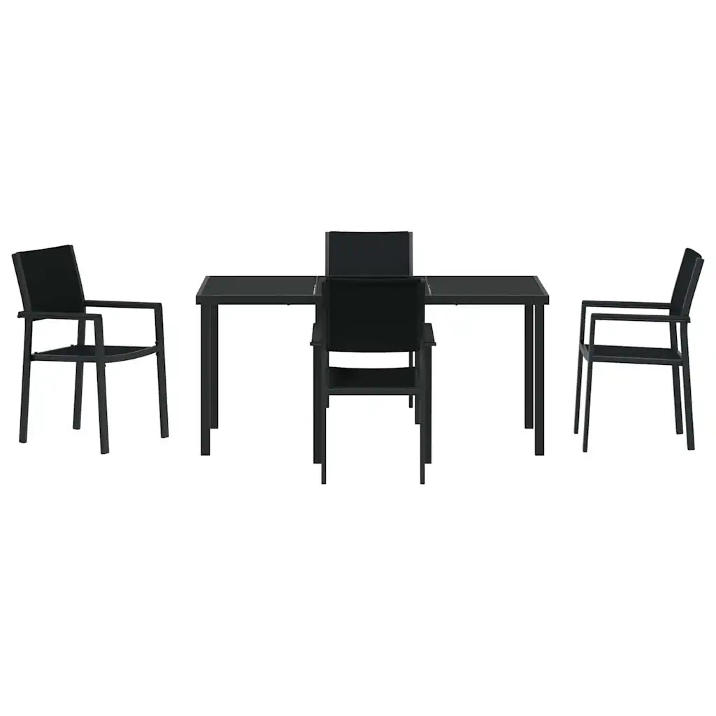 Set da Pranzo per Giardino 5 pcs Nero