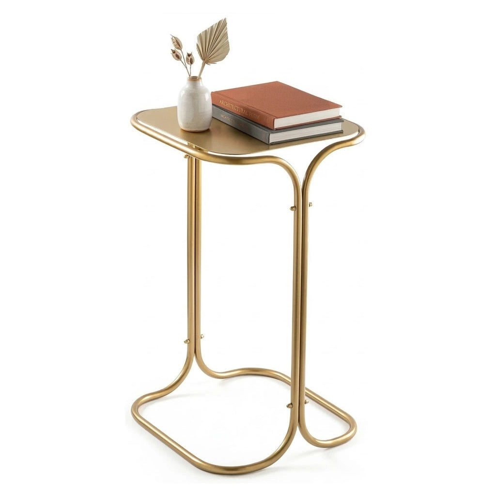 Perrero, Tavolino da Salotto Forma Quadrato, 30x30x52h cm oro