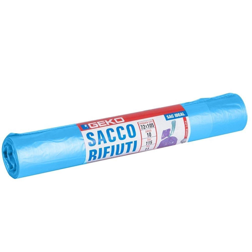 Trade Shop - Rotoli Sacchetti Buste Per Spazzatura 115lt 72x105cm Chiusura Con Laccetto Blu -