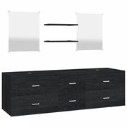 Set Mobili da Bagno | Armadio da bagno 5 pz Nero in Legno Multistrato