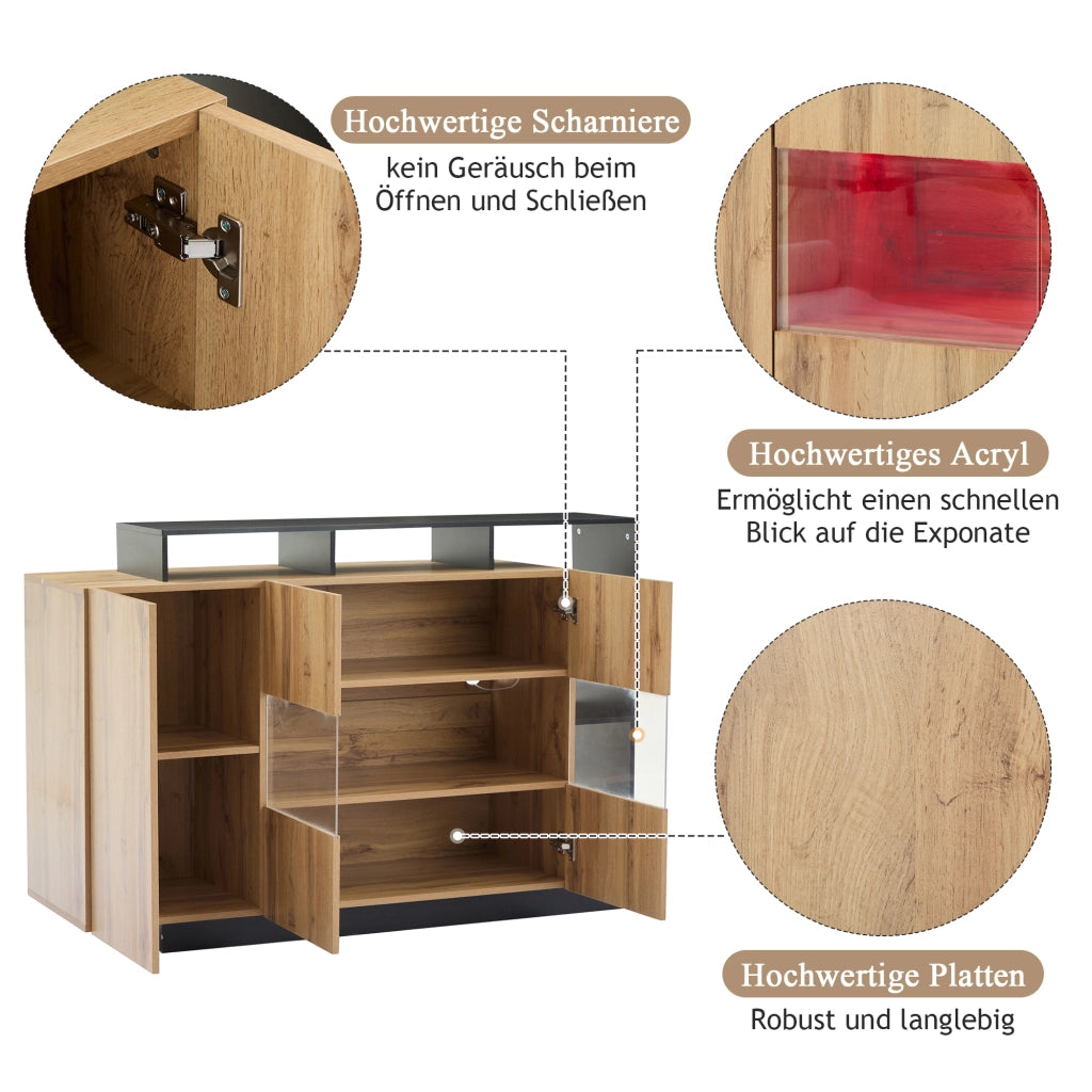 MADIA LED 140x44x93,5 cm MDF color legno con controllo Bluetooth