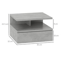Set 2 Comodini Sospesi per Camera da Letto 35x32x22,5 cm con Cassetto in Legno Grigio