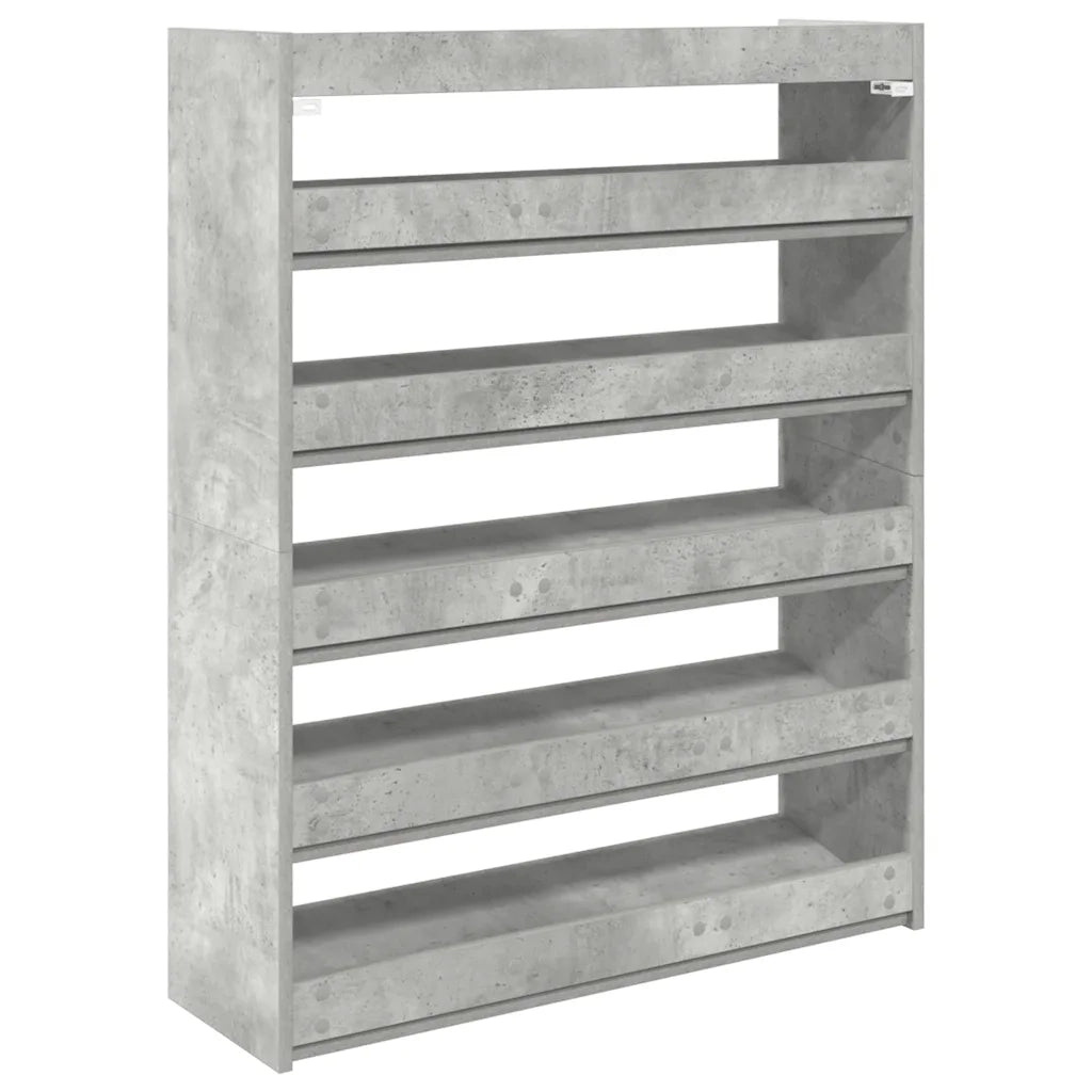 Scarpiera-Scaffale per scarpe Grigio Cemento 80x25x100 cm in Legno Multistrato