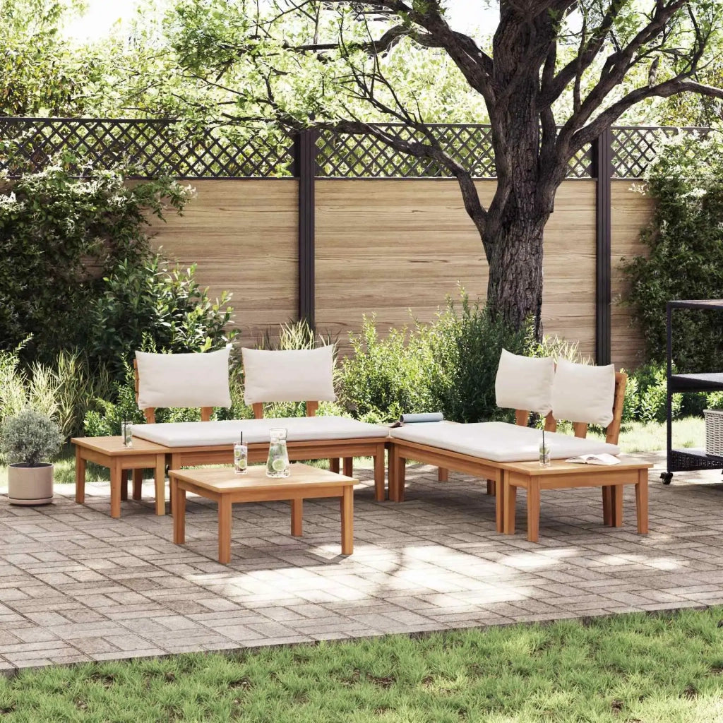 Set Divano da Giardino 3 pcs Marrone e Crema