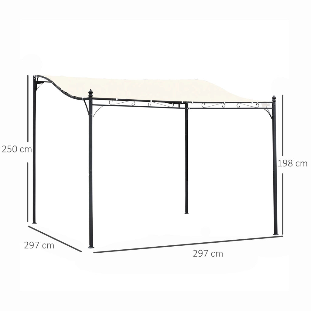 Pergola da giardino 3x3 m ¨C zephmum ¨C crema, metallo e poliestere 180 g/m2