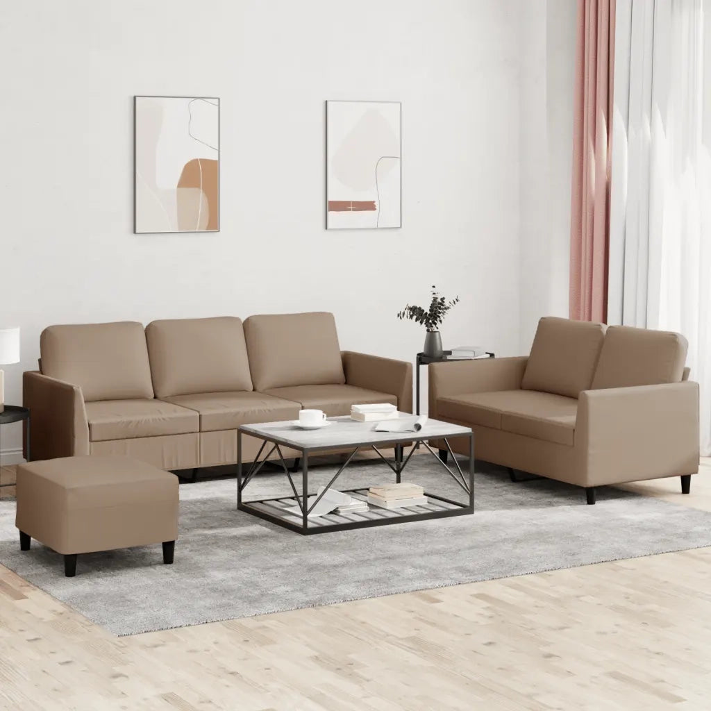 Set di Divani 3 pz con Cuscini cappuccino in Similpellecod mxl 128108