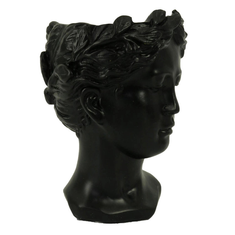 Portavaso resina busto nero cm 14x16h21