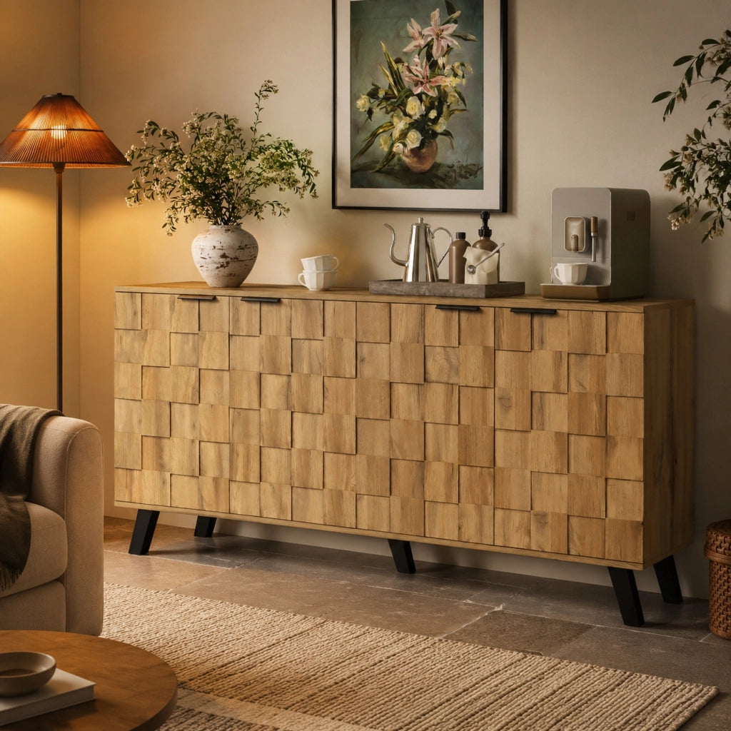 Sideboard a 4 ante con ripiani regolabili 160;5 x 35;5 x 78 cm; colore legno