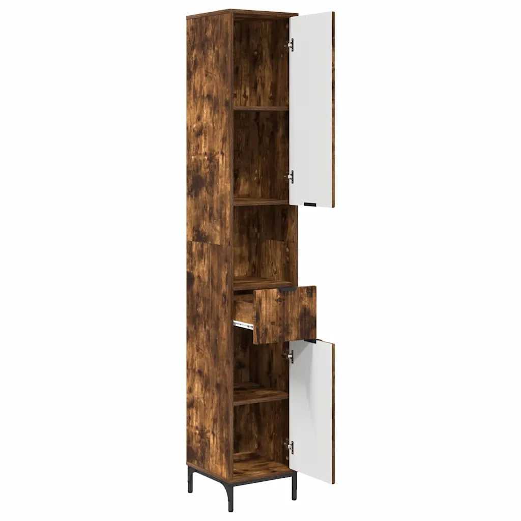 Mobile da Bagno con cassetto Rovere fumé 31,5 x 33 x 190 cm