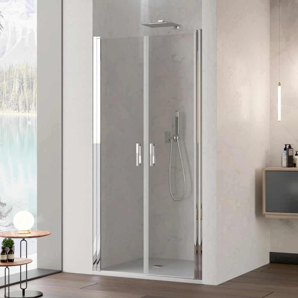 Porta Parete Doccia 80 cm 2 Ante Saloon in Cristallo Trasparente 6mm H195 Bonussi Julia