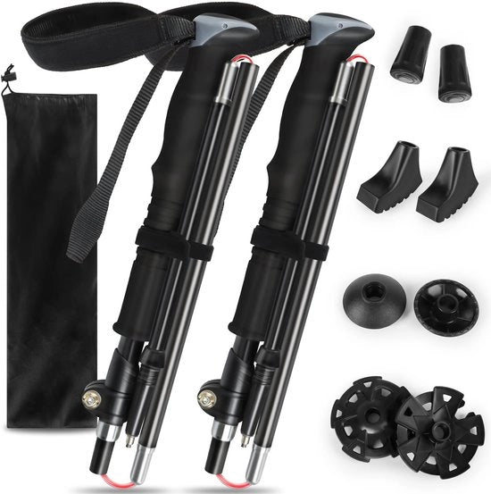 Opvougbili Stanghe da Camminata, Trekking Stanghe Telescopiche Ultralight, Regolabili da 110 a 130 cm, Stanghe da Camminata da Nordic Walking in Alluminio per Donna e Uomo con 8 Stanghe e Dampened di Gomma per Trekking