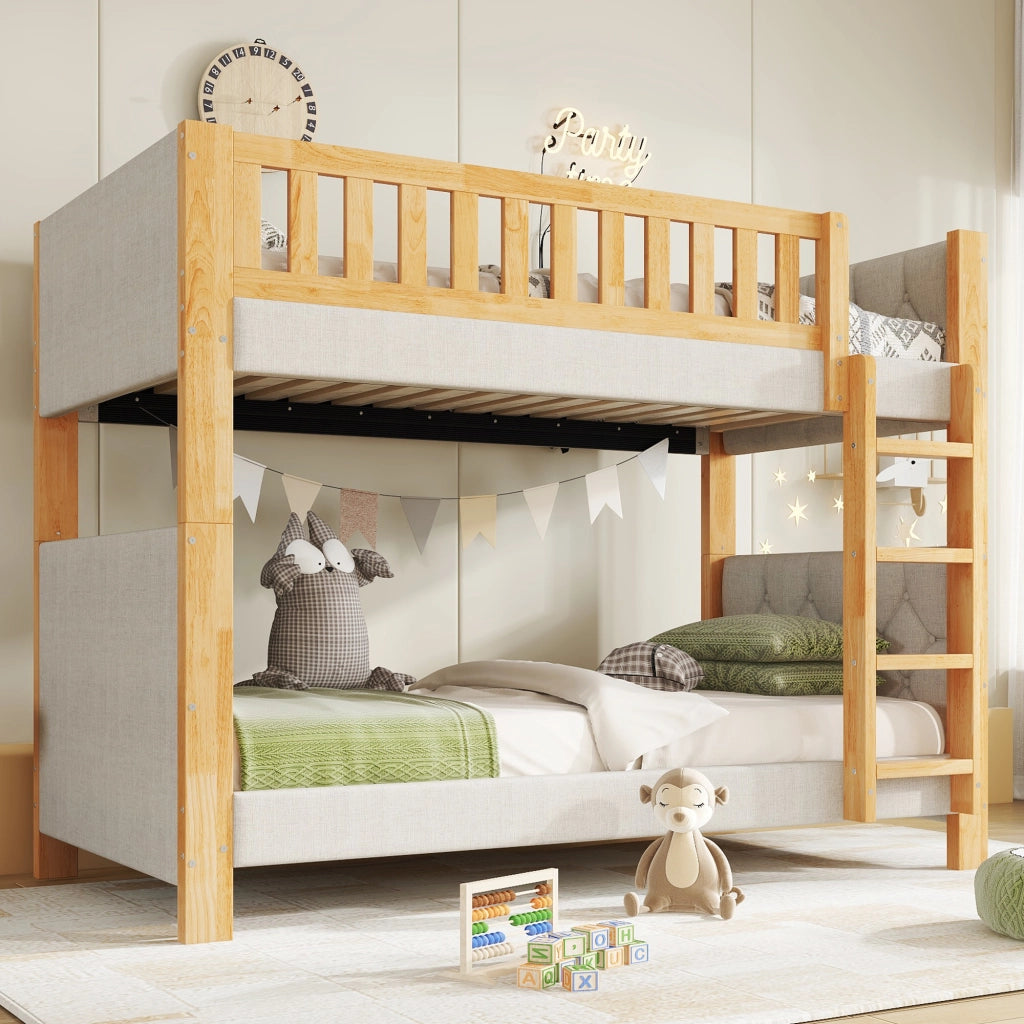 LETTO A CASTELLO 90x200 cm Grigio+Naturale in legno e MDF con scala