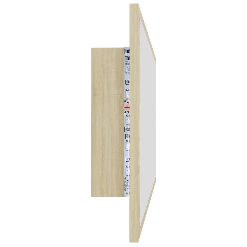 Specchio da Bagno LED-Specchio decorativo con LED Rovere Sonoma 100x8,5x37 cm in Acrilico