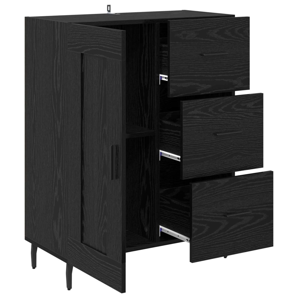 Credenza | Madia | Buffet da pranzo | Armadio da pranzo con cassetto Rovere Nero 69,5 x 34 x 90 cm