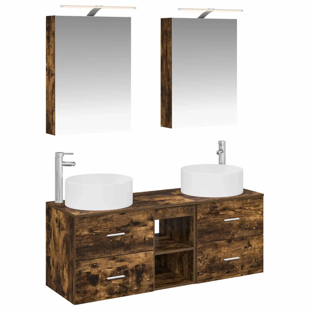 Set di mobili per il bagno 5 pcs Rovere Fumo 3407075