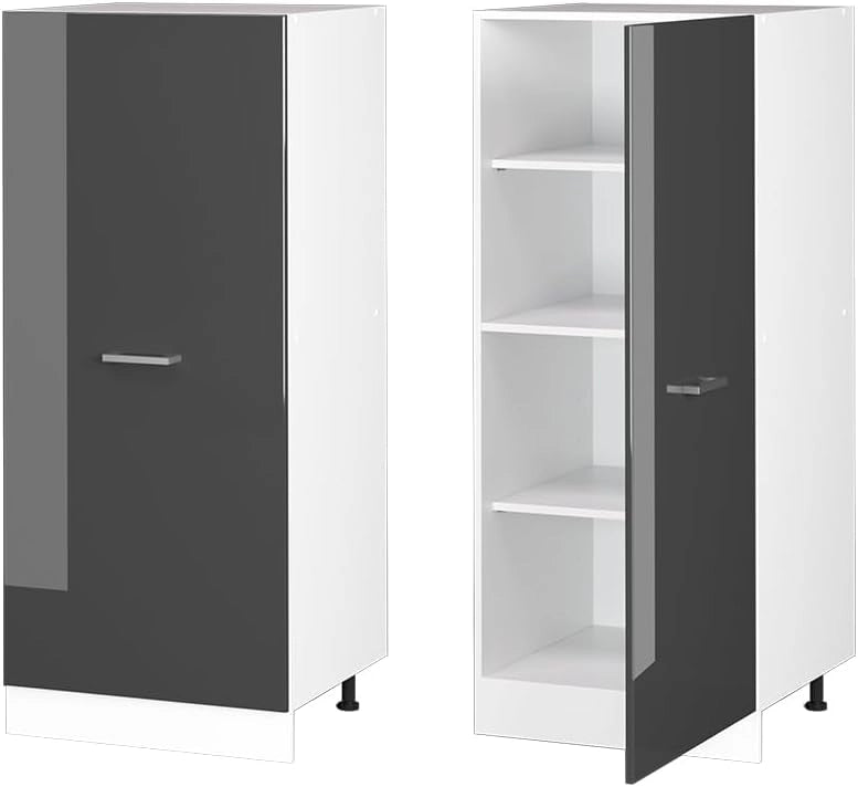 Dispensa universale R-Line, Antracite lucido, 60 cm con anta grande, per la conservazione di utensili domestici e scorte