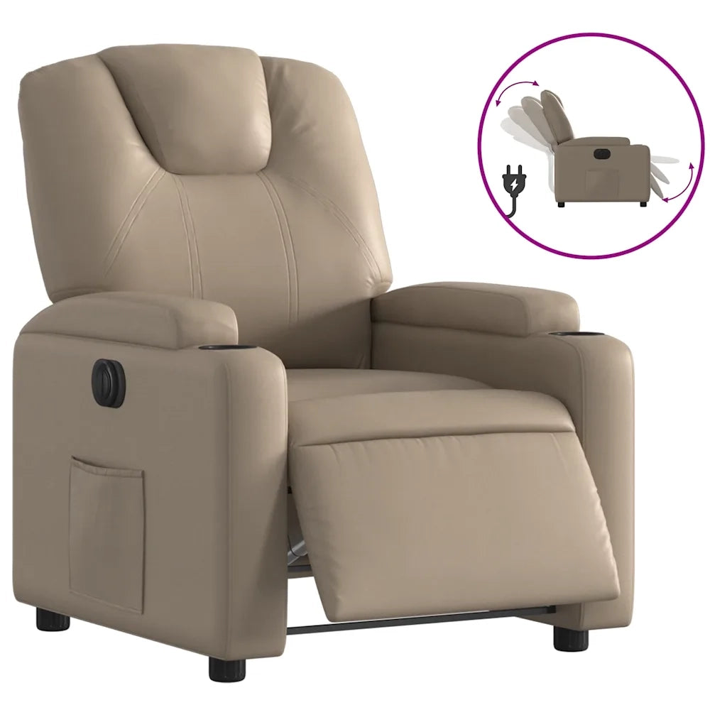 Divano Sedia-Poltrona Reclinabile Elettrica Cappuccino in Similpelle 577594