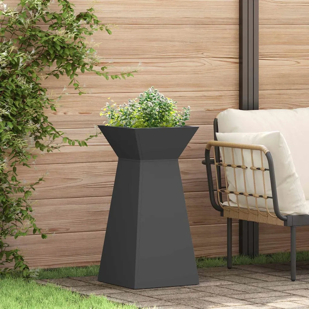 Vaso a Pilastro-Fioriera da Esterno-Contenitore per Piante Nero 35 x 35 x 73 cm