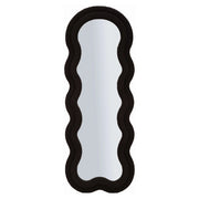 Marylin, Specchio Cornice Ondulata Tessuto Teddy, 60x160h cm Nero