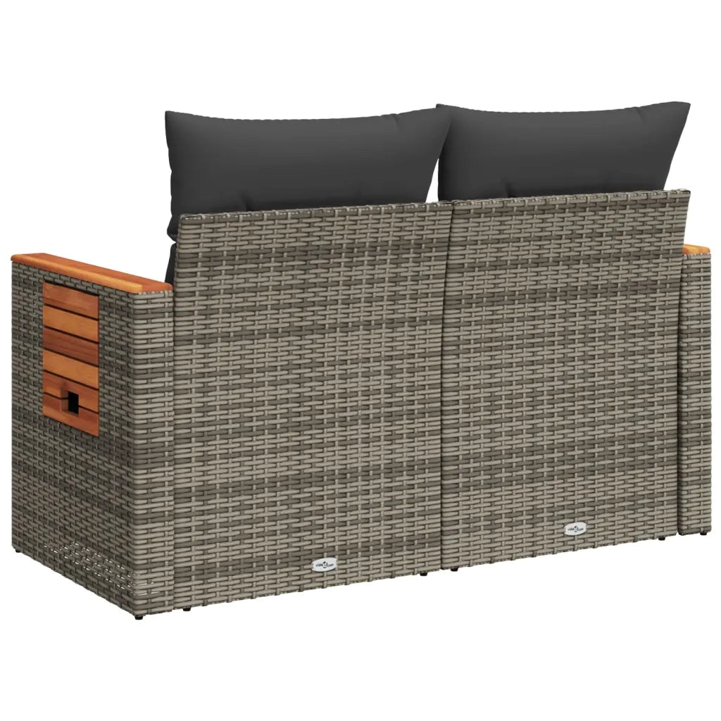 Divano da Giardino con Cuscini 2 Posti-Sofa da Giardino-Divano da esterno Grigio in Polyrattan 117379