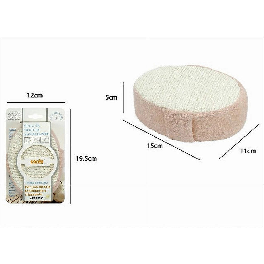 Trade Shop - Spugna Per Doccia Bagno Esfoliante Scrub Pelle Corpo Ovale Con Fascia Rosa 79655 -