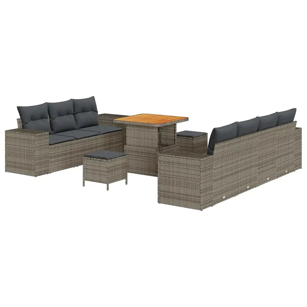 Set Divano da Giardino 10 pcs Grigio Rattan in Polipropilene 3363918