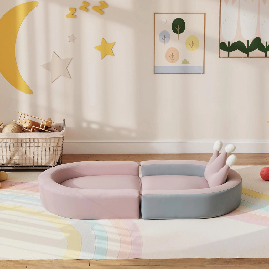 Letto a soppalco con cuscino corona ¨C zephmum ¨C rosa e azzurro 116x61x14