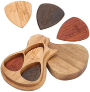 Scatola per Pletttri in Legno Massello - Contenuto 3 Pletttri - Accessori per Chitarra - Regalo per Chitarristi - Dimensioni 32 x 27 x 3 mm - Custodia per Pletttri