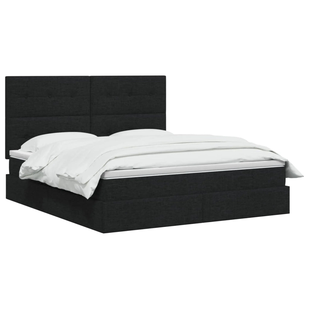 Letto con contenitore LED e materasso Nero 140 x 190 cm Tessuto 3459944